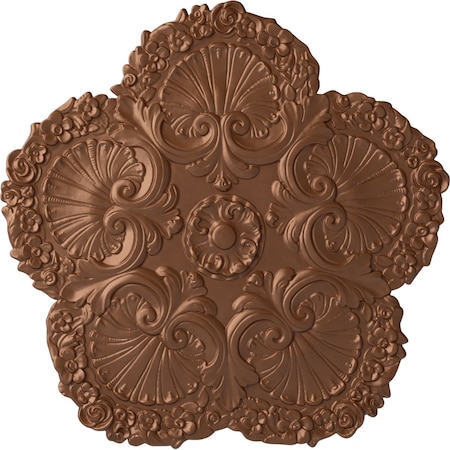 Ekena Millwork Shell Ceiling Medallion, Hand-Painted Polished Copper, 25 5/8"OD x 1"P CM25SHPOS